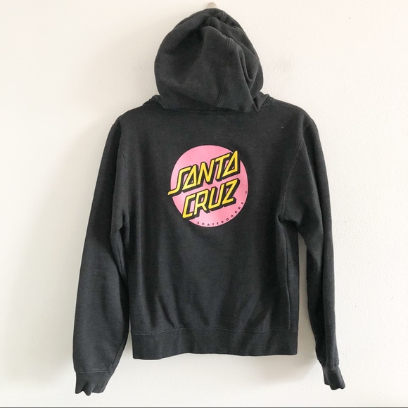 Santa Cruz Skateboards Tops - SANTA CRUZ skateboard black logo hoodie medium